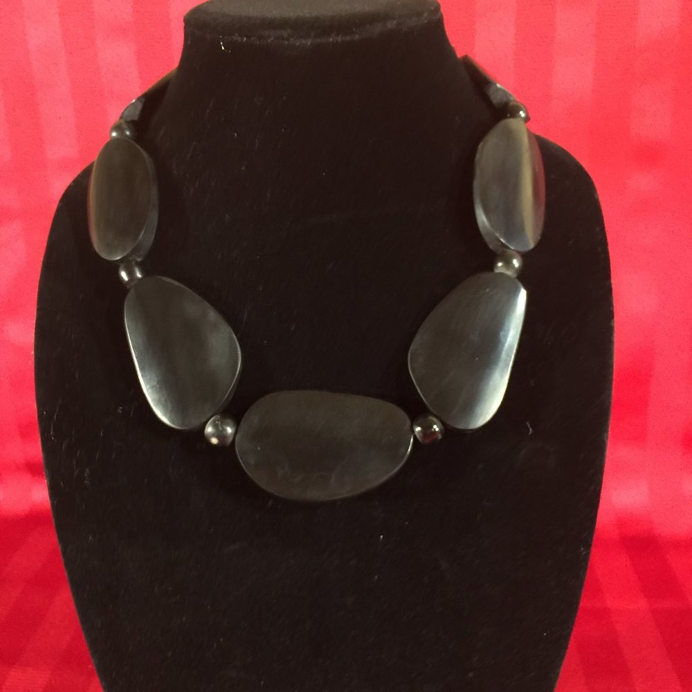 Vintage Black Lucite  Necklace